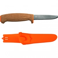 Нож с фиксированным лезвием Morakniv Floating Serrated Knife, сталь Sandvik 12C27, рукоять пробковая купить в Курске