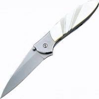 Полуавтоматический складной нож Santa Fe Kershaw Leek, сталь 14C28N, рукоять сталь с накладкой из перламутра купить в Курске