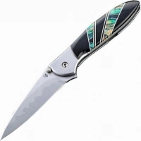 Полуавтоматический складной нож Santa Fe Kershaw Leek, сталь D2/14C28N, рукоять сталь с накладкой из зуба мамонта купить в Курске