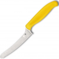 Универсальный кухонный нож Spyderco Z-Cut Serrated Offset Kitchen, сталь CTS™ — BD1 Alloy, рукоять желтый полипропилен купить в Курске