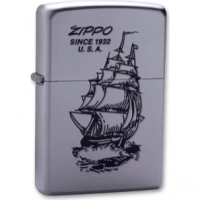 Зажигалка ZIPPO Boat-Zippo Satin Chrome, латунь с ник.-хром. покрыт., сереб., матовая, 36х56х12мм купить в Курске