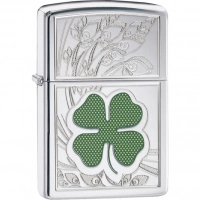 Зажигалка ZIPPO Classic «Клевер» с покрытием High Polish Chrome купить в Курске