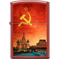 Зажигалка ZIPPO Красная Москва, латунь/сталь с покрытием Red Matte, красная, матовая, 36x12x56 мм купить в Курске