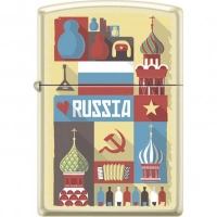 Зажигалка ZIPPO Открытка из России, латунь/сталь с покрытием Cream Matte, кремовая, 36x12x56 мм купить в Курске